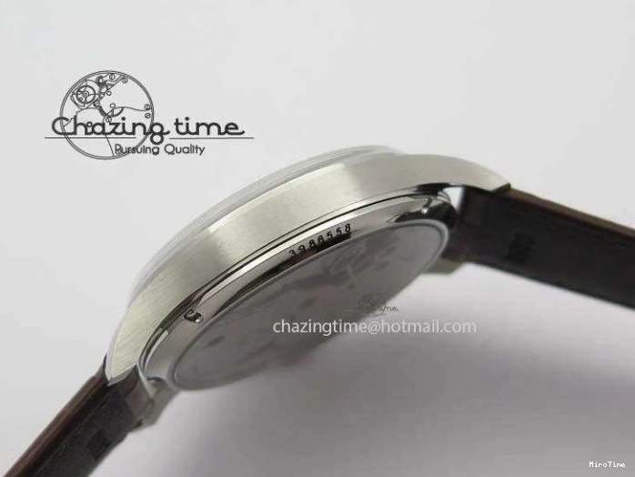 MIROTIME 0122 Sustainable Portuguese IW5444 SS White Dial RG Numbers On Brown Leather Strap A 7256